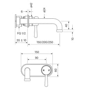 Cascade Back Plate Bath Mixer Set 150 Spout