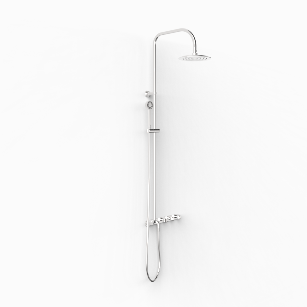 Figura Key Wall Dual Shower Tap System including Tap Set Overhead Shower and Handshower