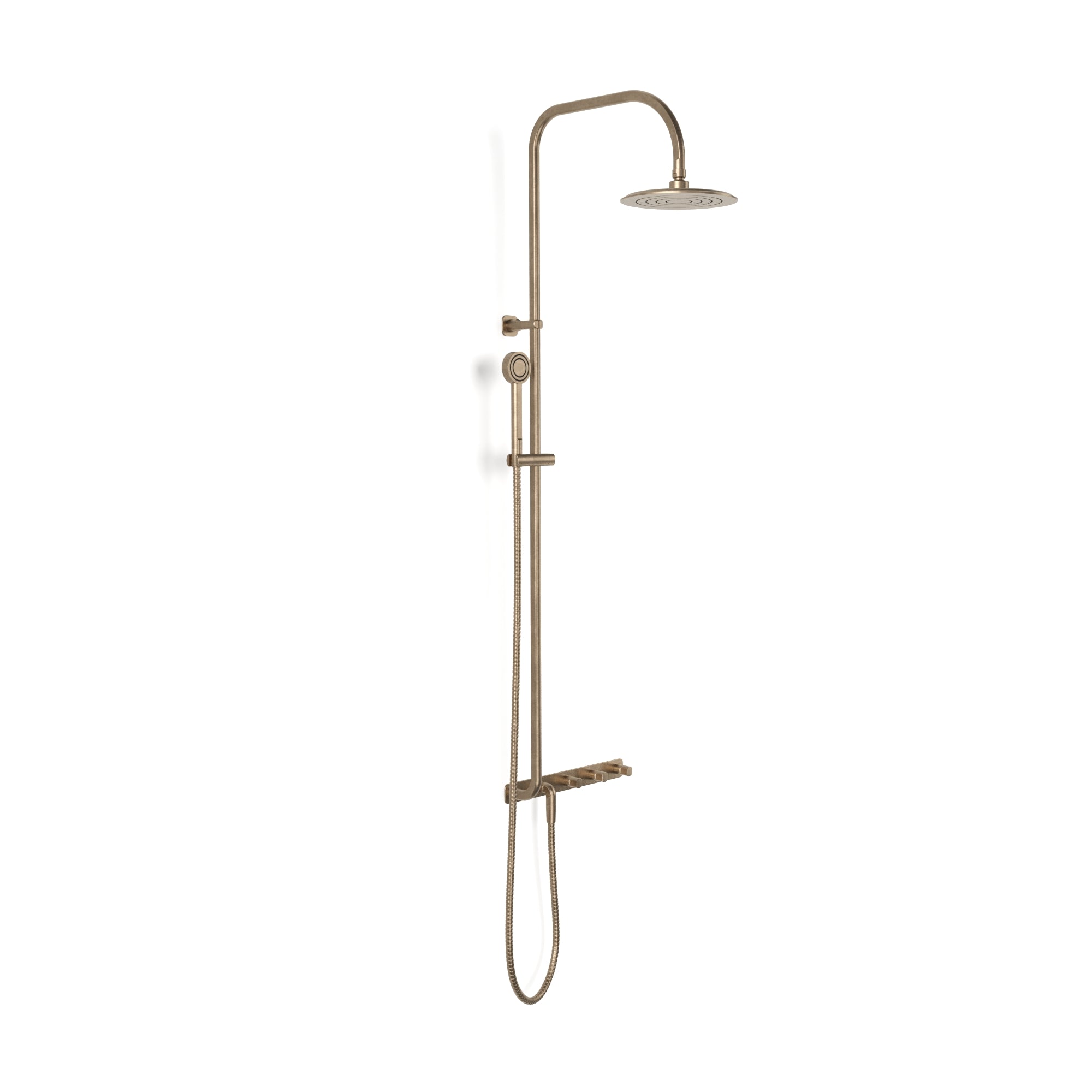 Figura Form Wall Dual Shower Tap System including Tap Set Overhead Shower and Handshower