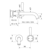 Bremont Wall Basin Mixer Set 150mm Spout
