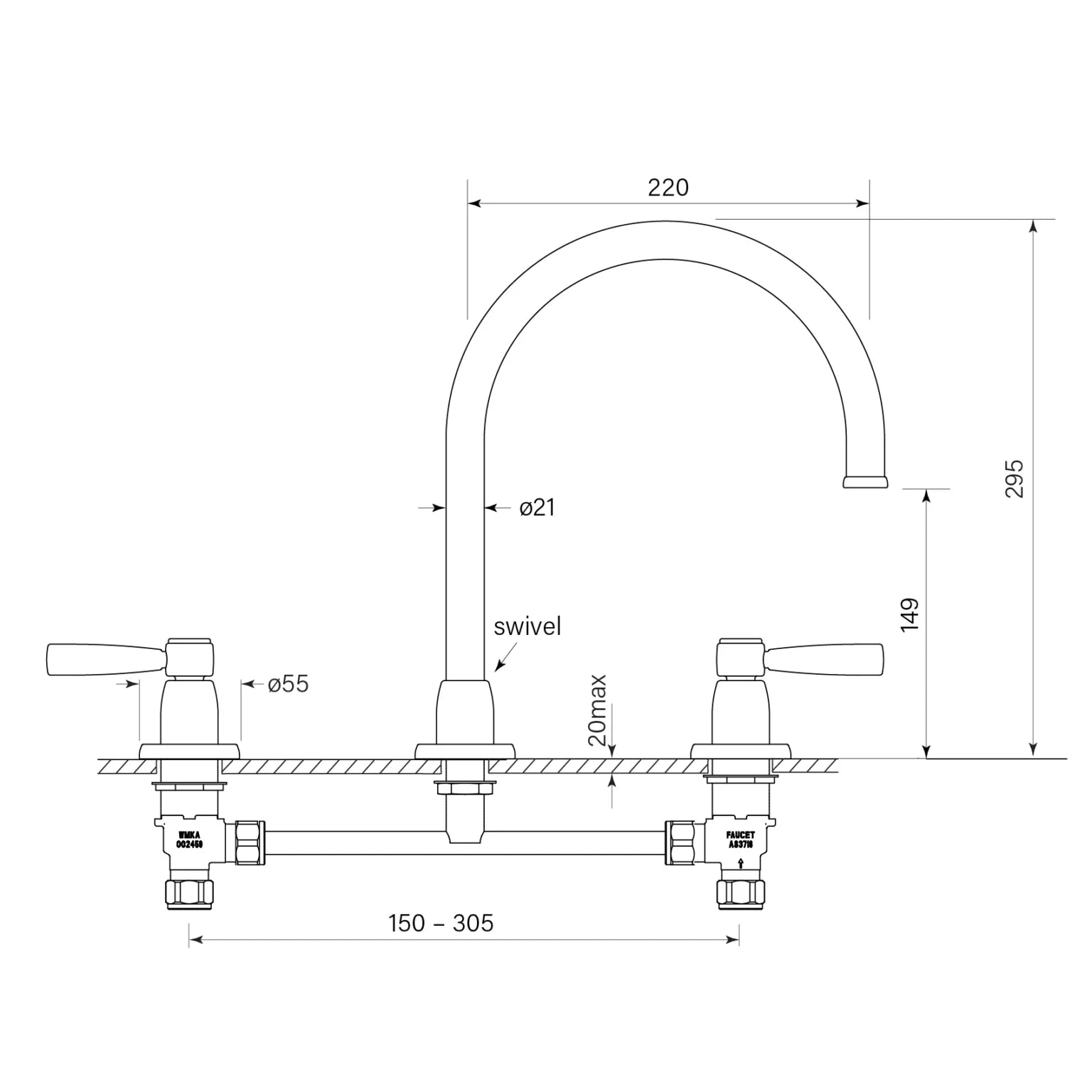 Bremont Lever Bath Set Hob Mounted