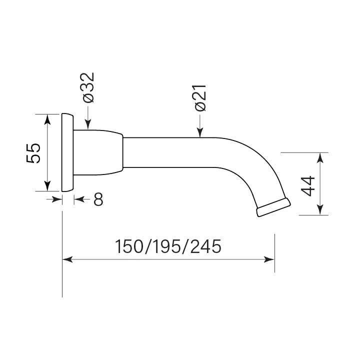Bremont Wall Basin Spout 150mm