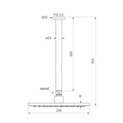 Bremont Overhead Shower, 300mm Drop and 250mm Shower Head