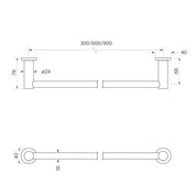 Bremont Non-Heated Towel Rail 900mm