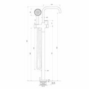 Pegasi Floor Bath Mixer - Square Spout with Hand Shower