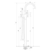 Pegasi Floor Bath Mixer - Gooseneck Spout with Micro Hand Shower