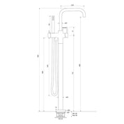 Pegasi Floor Bath Mixer - Square Spout with Micro Hand Shower