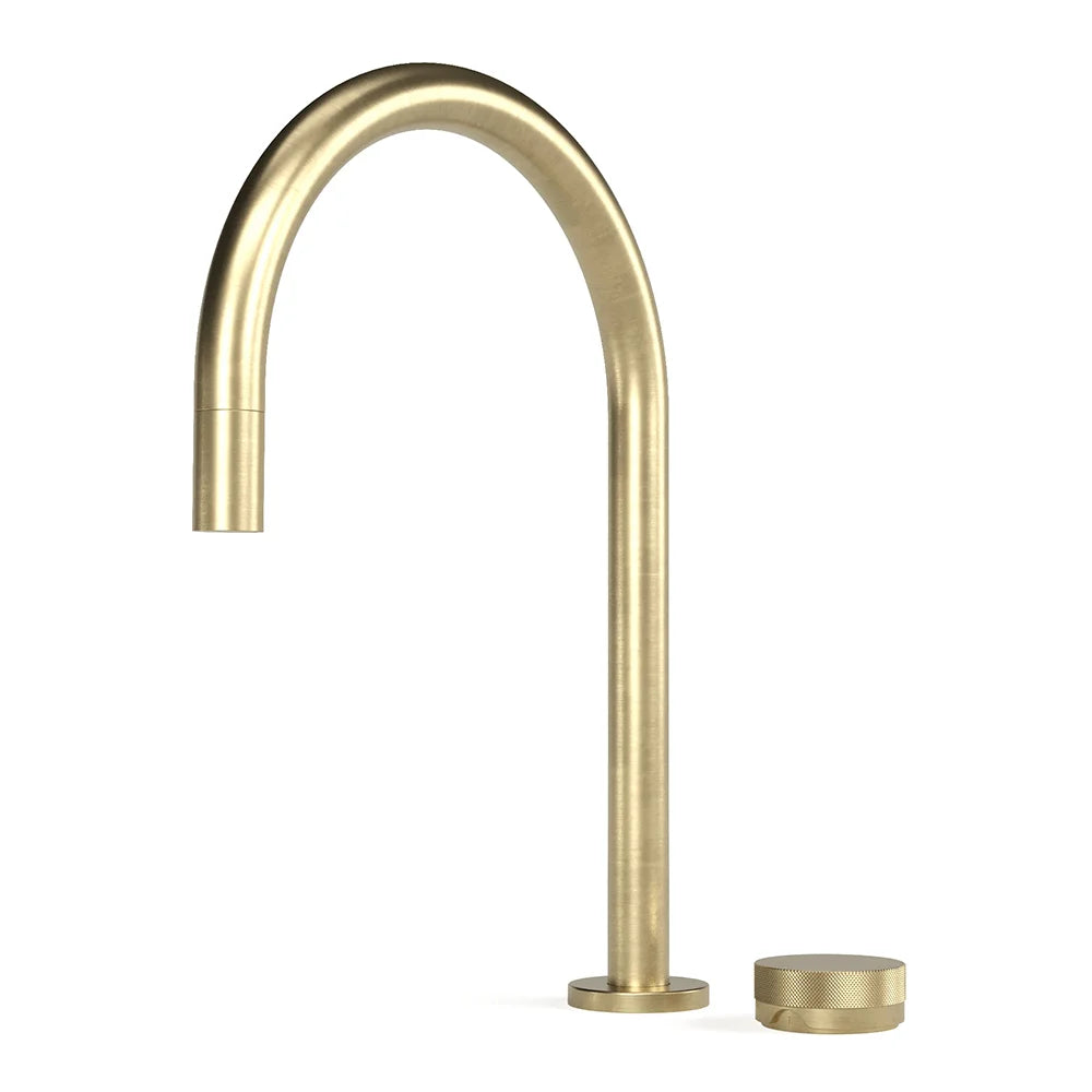 Zero Progressive Sink Mixer Knurled Gooseneck with Pullout