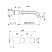 Figura Disc Wall Tap Set including 200mm Spout