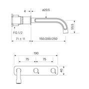 Figura Form Wall Tap Set including 250mm Spout