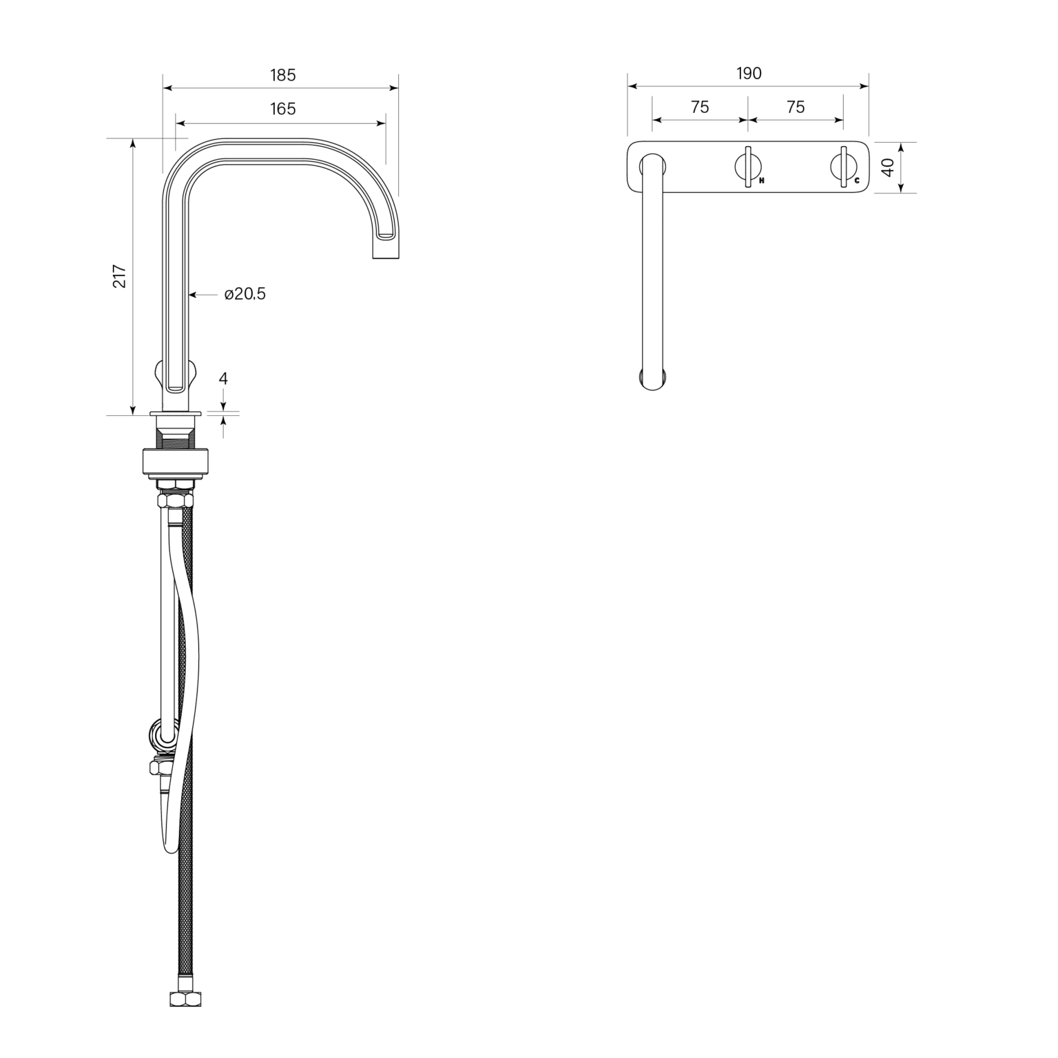 Figura Key Deck Mount Basin Tap Set