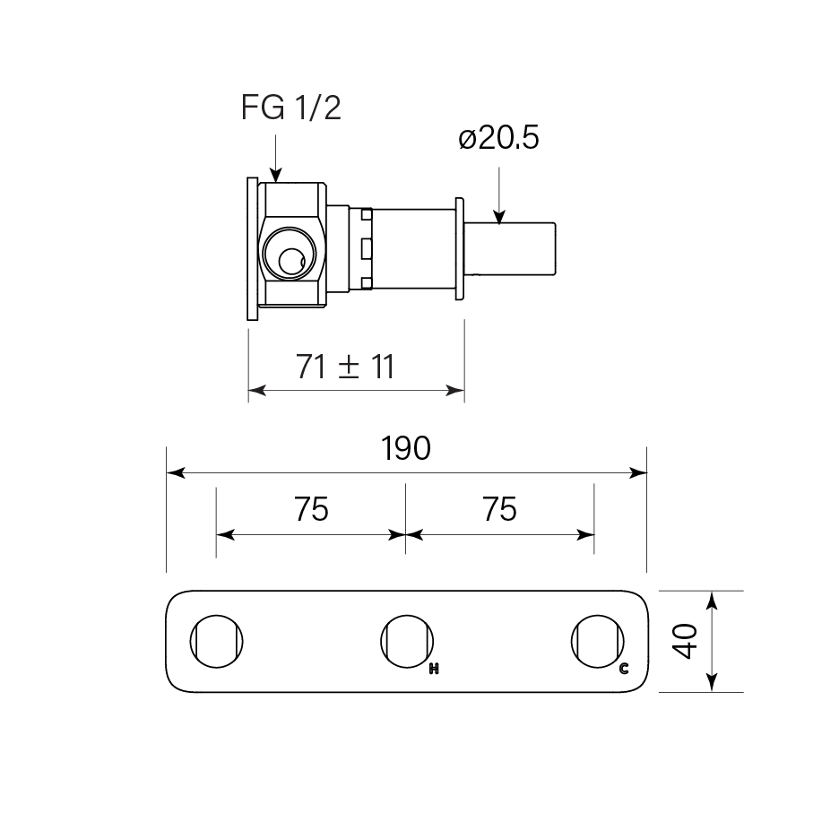 Figura Form Wall Tap Set With Diverter