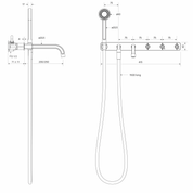 Figura Key Wall Bath & Shower Tap System 250mm Spout including Hand Shower