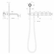 Figura Disc Wall Bath & Shower Tap System 250mm Spout including Hand Shower