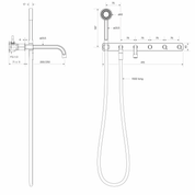 Figura Form Wall Bath & Shower Tap System 200mm Spout Including Hand Shower