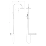 Figura Key Wall Dual Shower Tap System including Tap Set Overhead Shower and Handshower