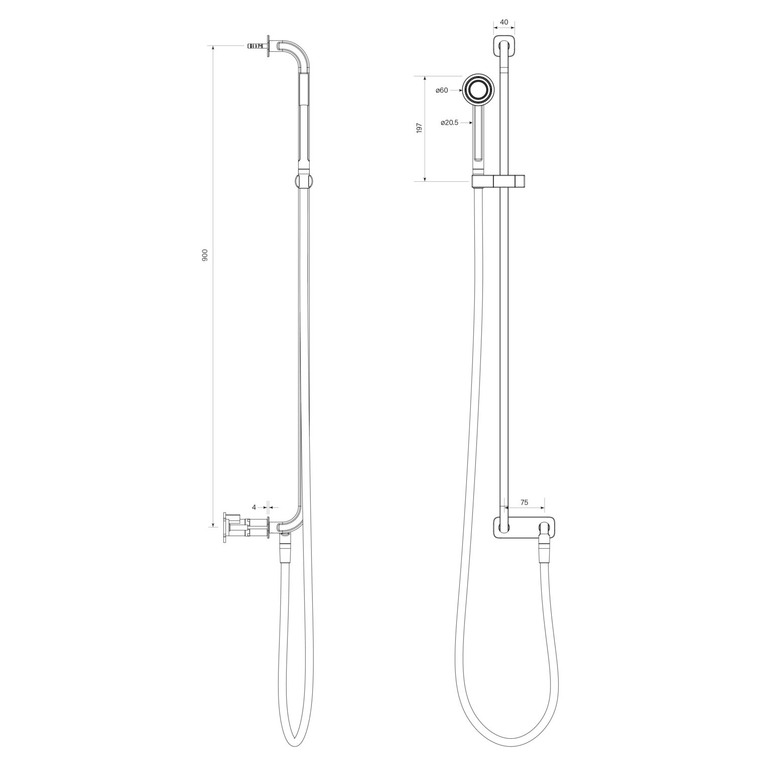 Figura Slide Rail Shower 900mm