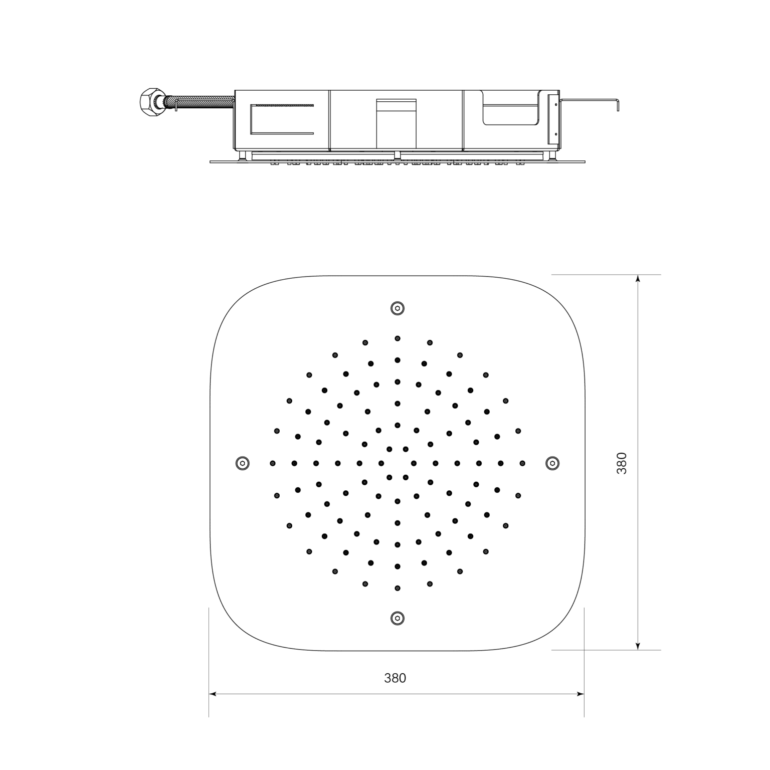 Figura Ceiling Shower Flush Mount 380mm