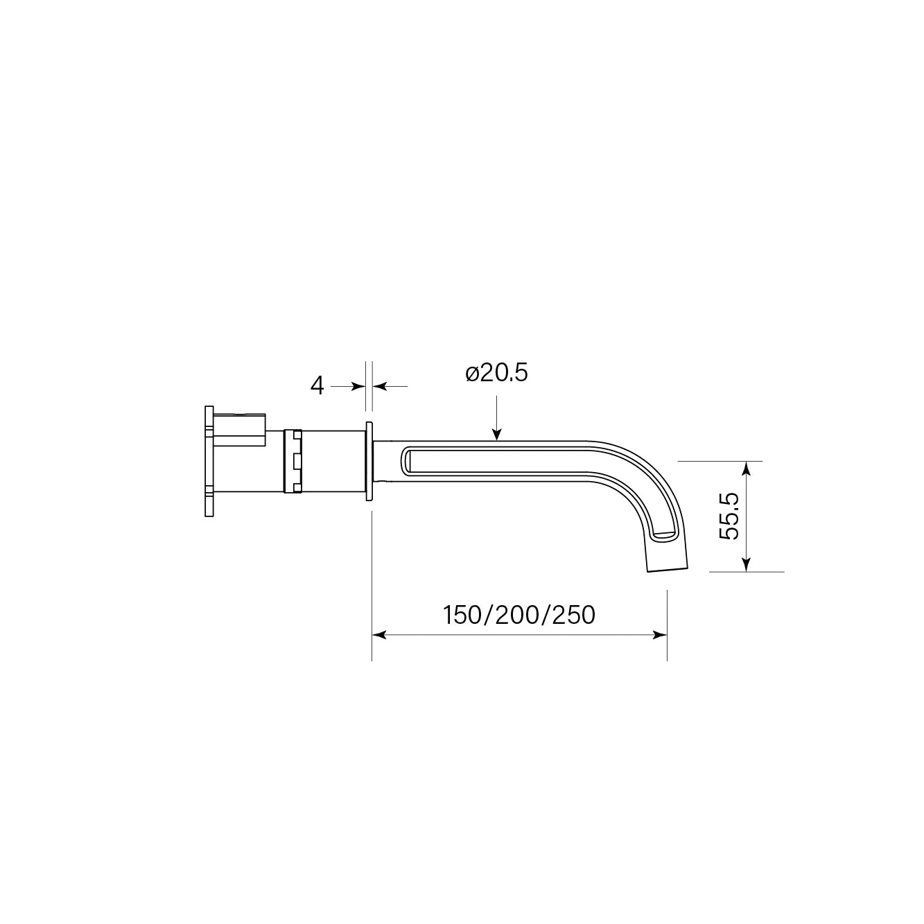 Figura Wall Spout 150mm