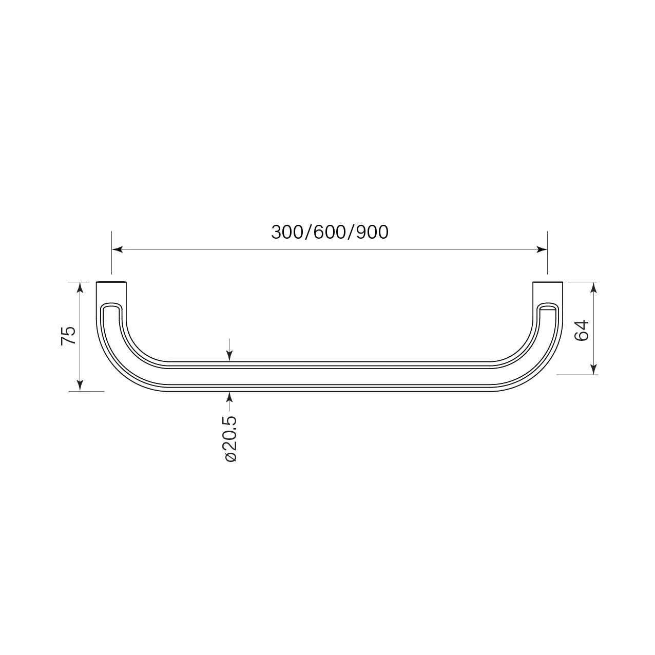 Figura Hand Towel Rail Single 300mm