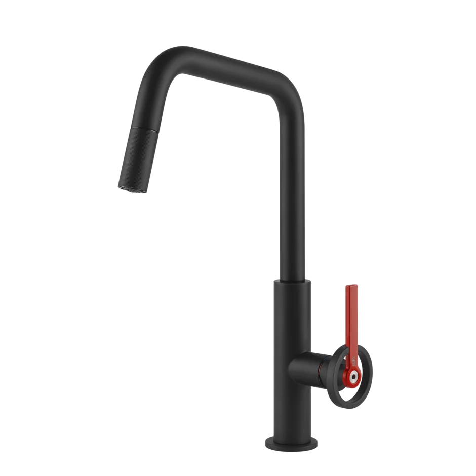 Gessi Officine V Square Goose Neck Pull Out Mixer
