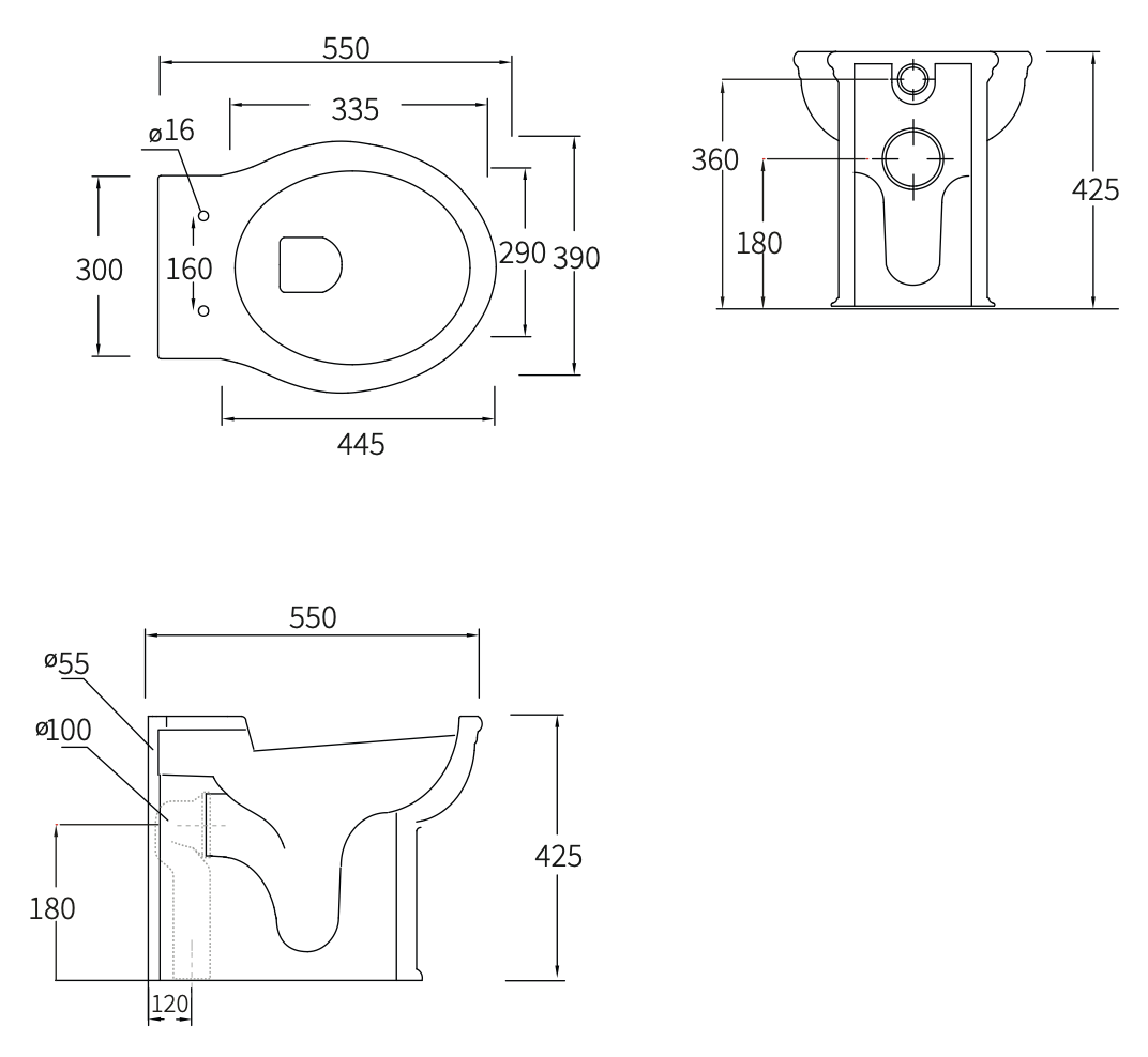 Impero Rimless Wall Faced Pan