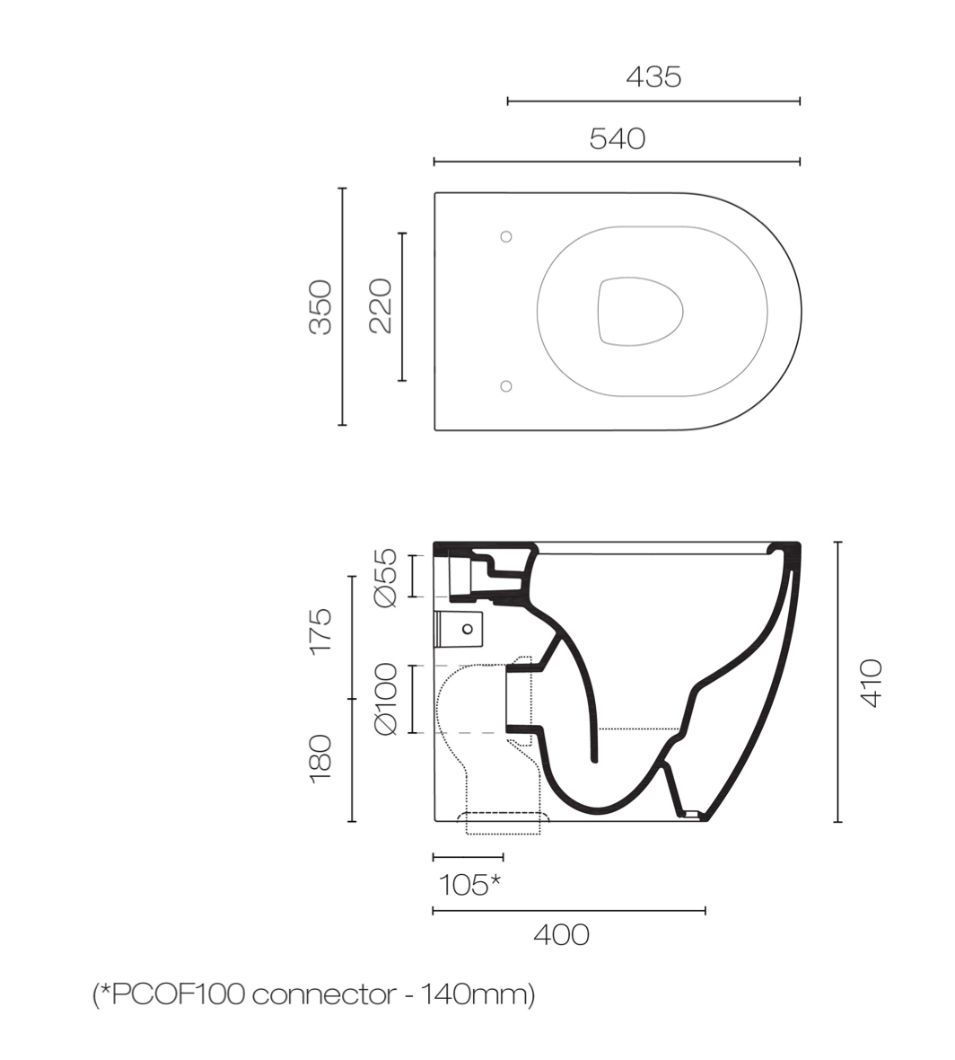Catalano C 55 Rimless Floor Mount Toilet With Slim Seat