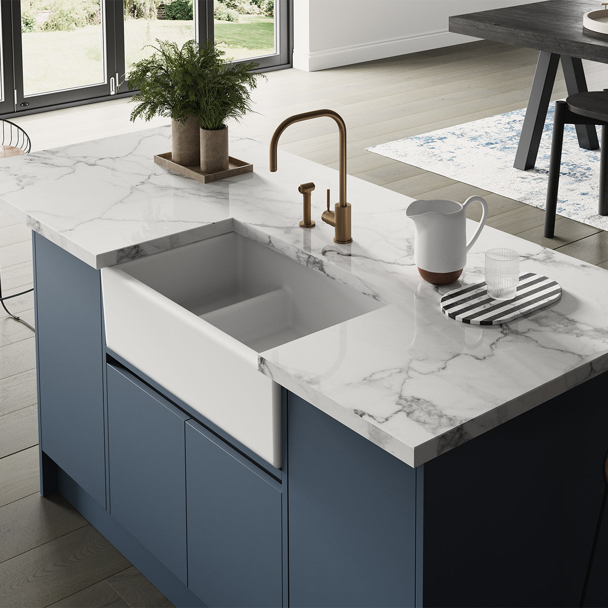 Shaws Hawkshaw 800mm Double Bowl Fireclay Butlers Sink